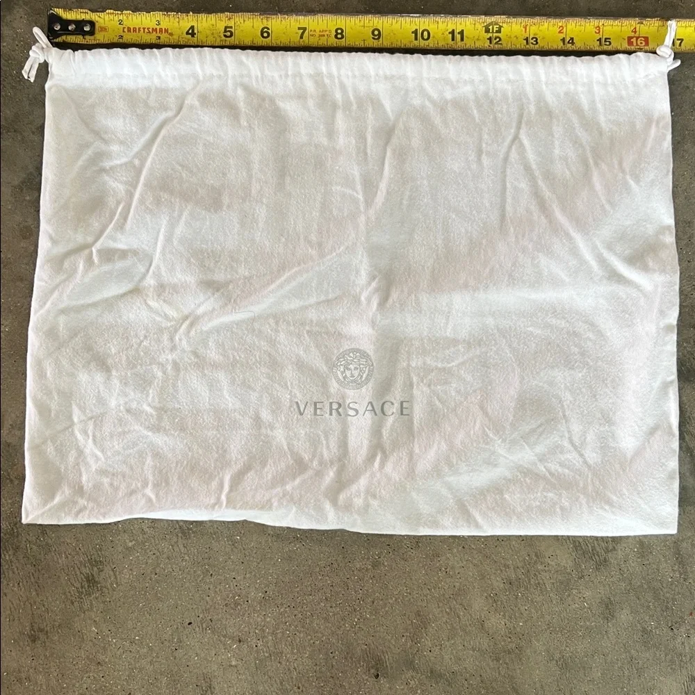 Authentic Versace White Logo Drawstring Storage Pouch